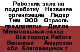 Работник зала на подработку › Название организации ­ Лидер Тим, ООО › Отрасль предприятия ­ Другое › Минимальный оклад ­ 15 000 - Все города Работа » Вакансии   . Амурская обл.,Благовещенск г.